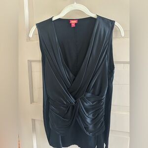 Vintage Black Silk Shirred Top